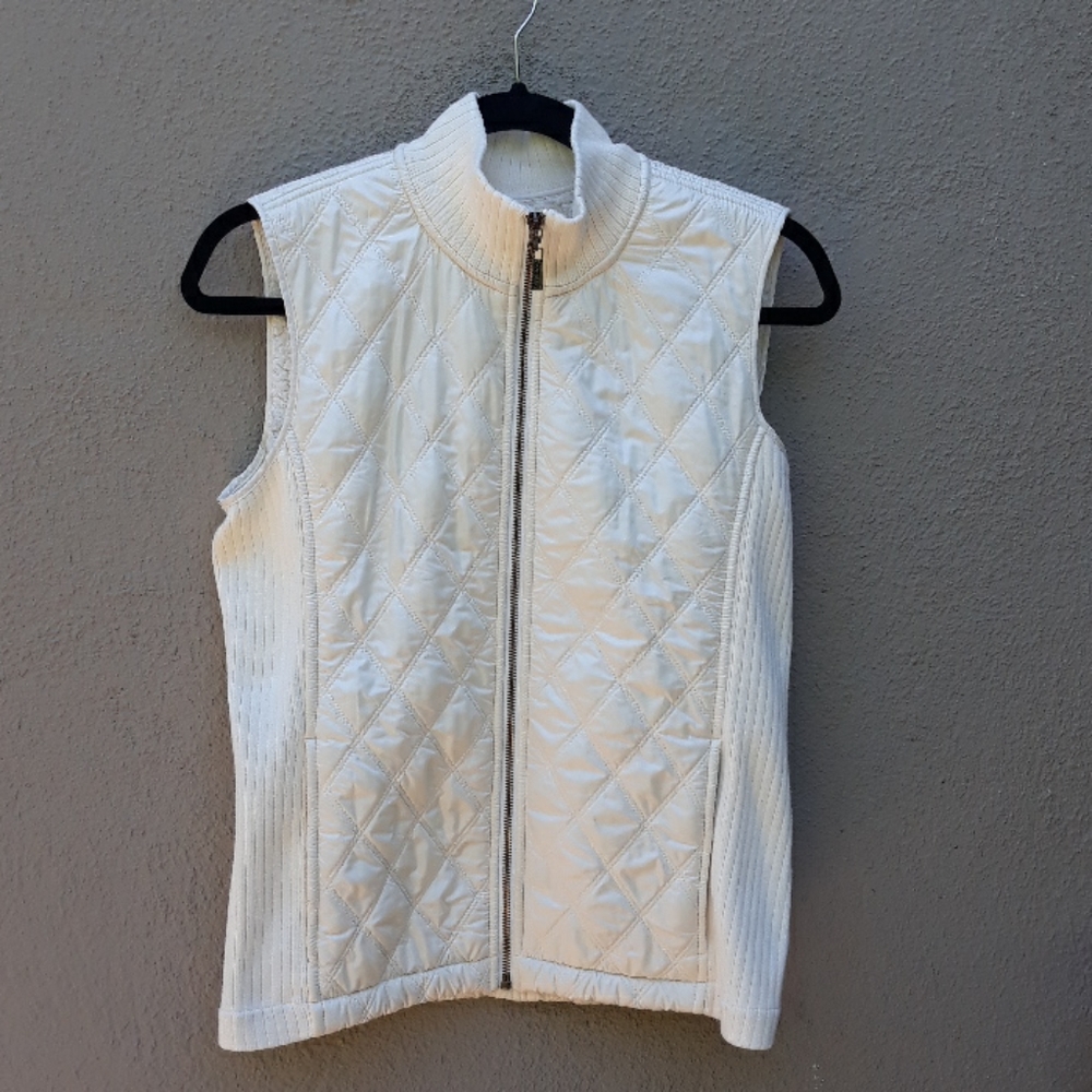 PRANA DIVA CREAM FLEECE PUFFER VEST SIZE SM